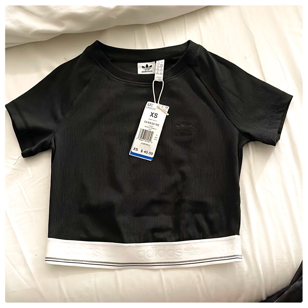 Adidas Originals Women’s Ribbed Crop Tee - XS